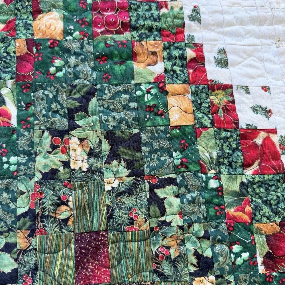 Handmade Quilted Christmas Tree Wall Hanging Table Topper 25x26